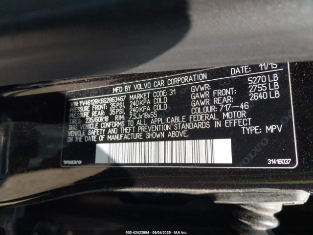 YV4612RK6G2863467 Volvo Xc60 T5 Premier