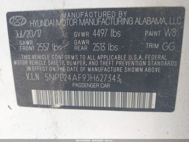 2018 HYUNDAI SONATA 5NPE24AF9JH627343 Photo 8