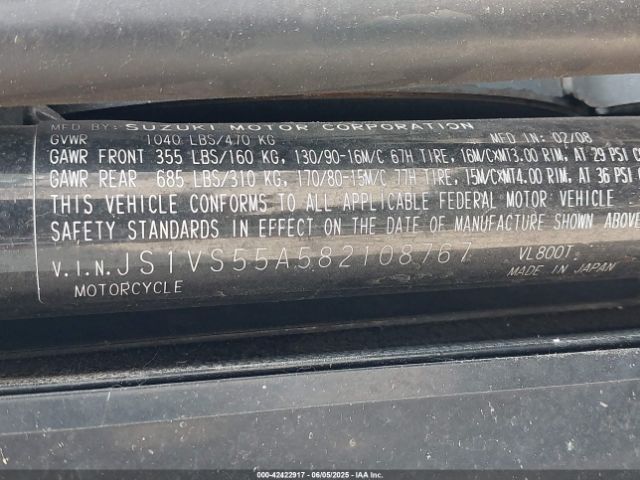 2008 SUZUKI VL800 JS1VS55A582108767 Photo 9