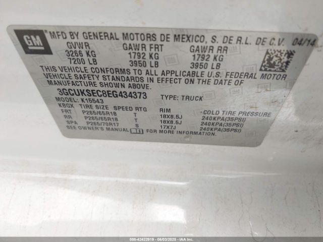 3GCUKSEC8EG434373 Chevrolet Silverado 1500 2lz