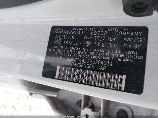 KMHCT4AE2HU204014 Hyundai ACCENT SE