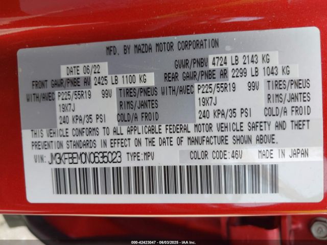 2022 MAZDA CX-5 JM3KFBEM0N0635023 Photo 8