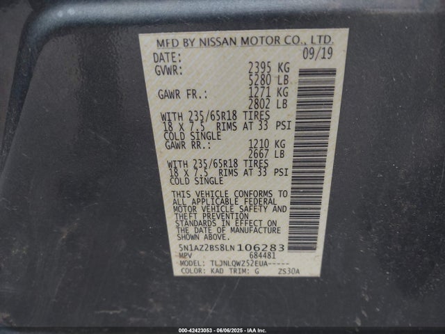 Nissan 2020 2020 5N1AZ2BS8LN106283 Image 9