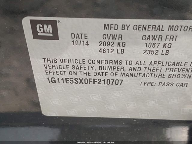 1G11E5SX0FF210707 Chevrolet Malibu 3lt