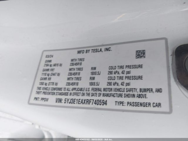 2024 TESLA MODEL 3 5YJ3E1EAXRF740594 Photo 8