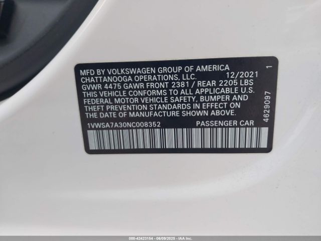 1VWSA7A30NC008352 Volkswagen Passat 2.0t Se
