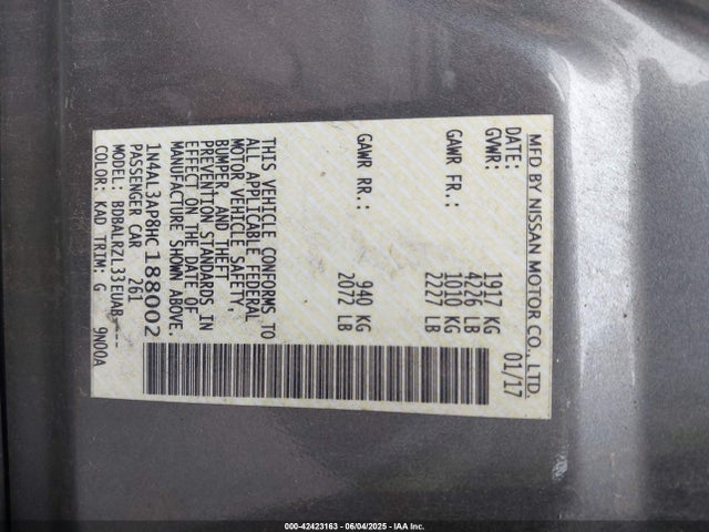 1N4AL3AP8HC188002 Nissan Altima