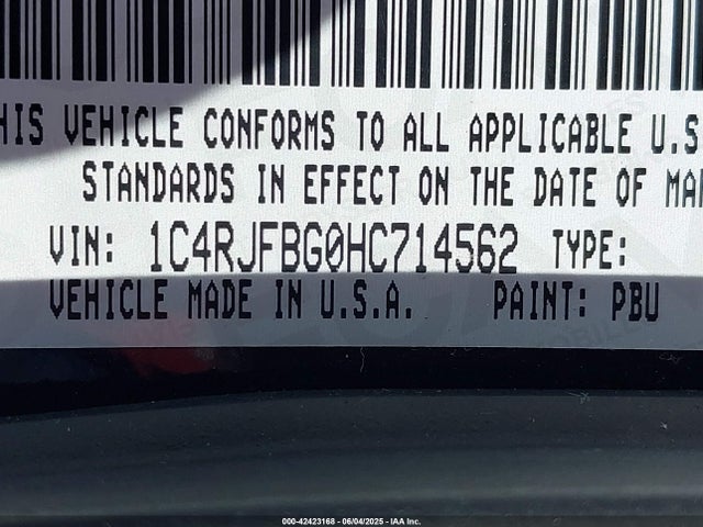 1C4RJFBG0HC714562 Jeep 2017
