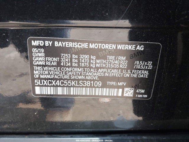5UXCX4C55KLS38109 BMW X7