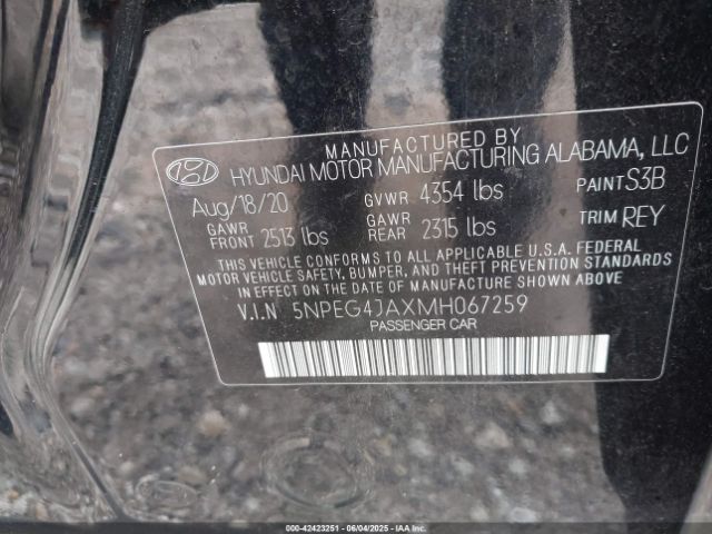 2021 HYUNDAI SONATA 5NPEG4JAXMH067259 Photo 8