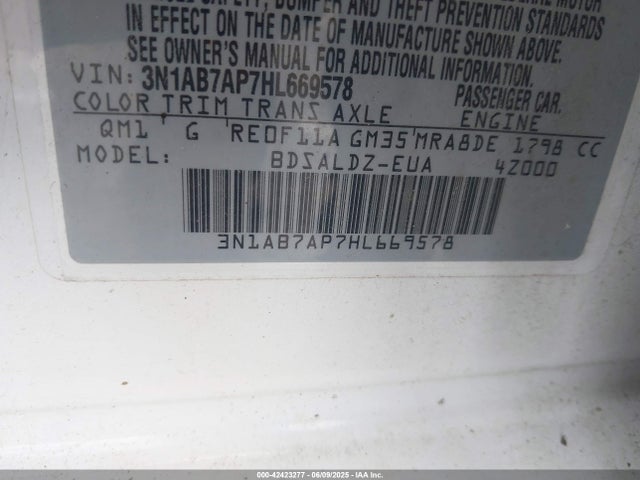 3N1AB7AP7HL669578 Nissan SENTRA SV