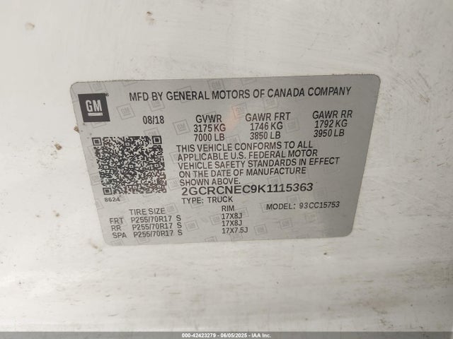 2GCRCNEC9K1115363 Chevrolet Silverado 1500 Ld Wt