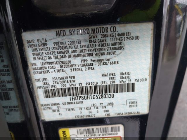 1FATP8UH1G5280330 Ford Mustang Ecoboost Premium