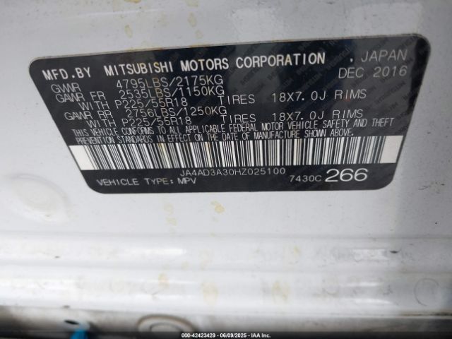 2017 MITSUBISHI OUTLANDER JA4AD3A30HZ025100 Photo 8