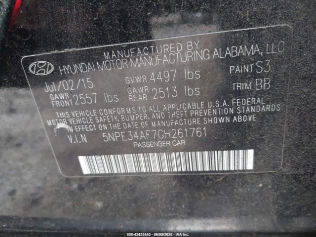 2016 HYUNDAI SONATA 5NPE34AF7GH261761 Photo 8