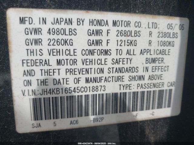 2005 ACURA RL JH4KB16545C018873 Photo 8