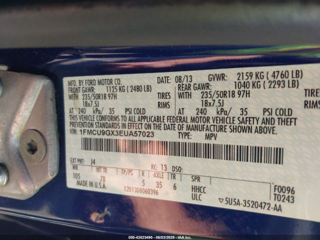 1FMCU9GX3EUA57023 Ford ESCAPE SE
