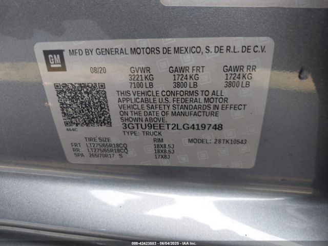2020 GMC SIERRA 1500 3GTU9EET2LG419748 Photo 8