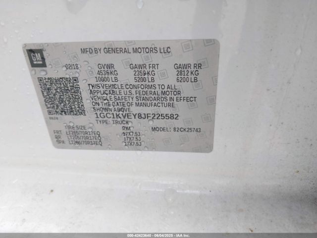 1GC1KVEY8JF225582 Chevrolet Silverado 2500hd Lt