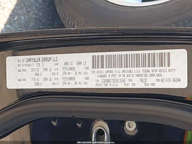 2013 RAM 1500 1C6RR6KT5DS615345 Photo 8