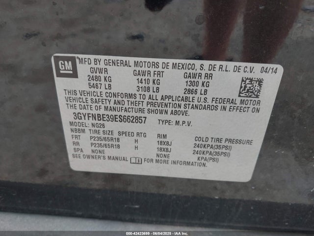 2014 CADILLAC SRX 3GYFNBE39ES662857 Photo 8