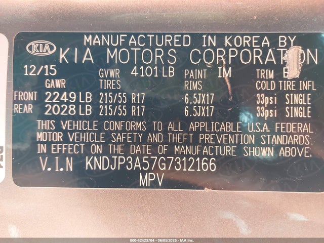 KIA SOUL + 2016 KNDJP3A57G7312166 Image 20