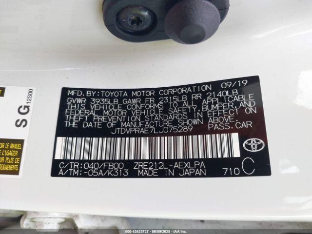 JTDVPRAE7LJ075289 Toyota 2zr-fae
