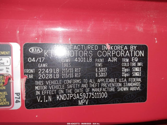 KIA g 2018 KNDJP3A59J7511100 Image 9