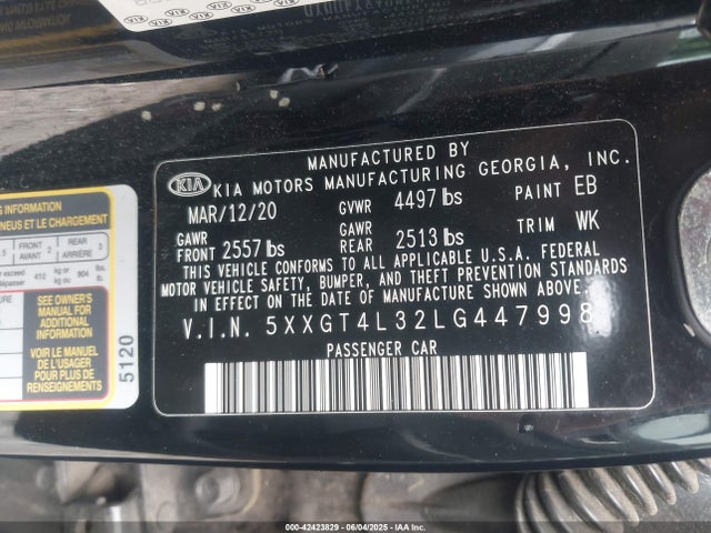 5XXGT4L32LG447998 KIA gdi