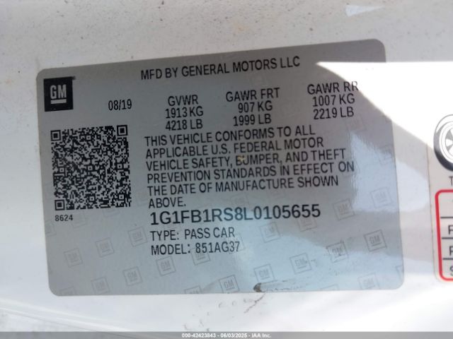 2020 CHEVROLET CAMARO 1G1FB1RS8L0105655 Photo 8