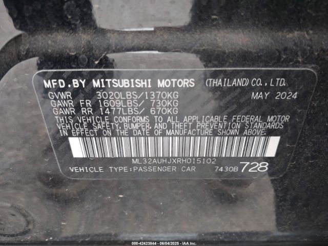 ML32AUHJXRH015102 Mitsubishi Mirage Es/le