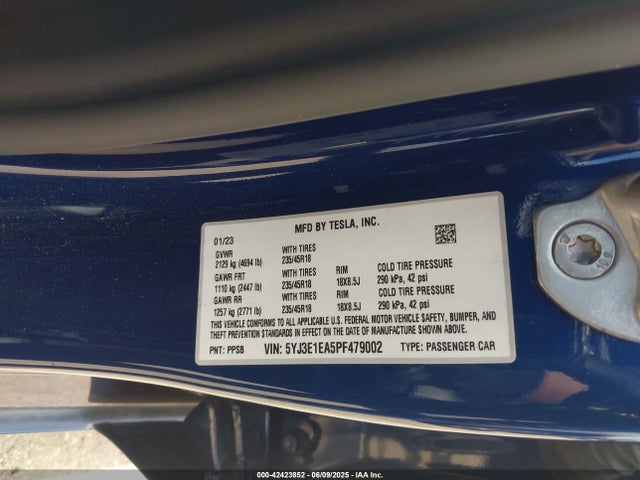 Tesla MODEL 3 2023 5YJ3E1EA5PF479002 Image 9