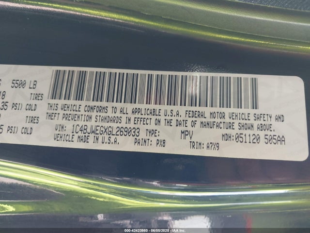 1C4BJWEGXGL269033 Jeep 2016