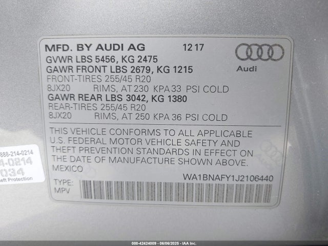 2018 AUDI Q5 WA1BNAFY1J2106440 Photo 8