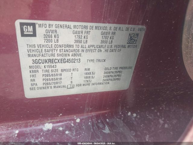 3GCUKRECXEG450213 Chevrolet l83 - vvt, afm (active fuel management), aluminum