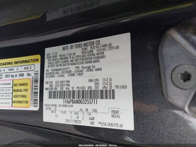 1FA6P8AM0G5255711 Ford Mustang V6
