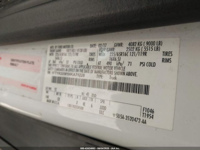 1FTYR3XM1HKA71226 Ford Transit-250