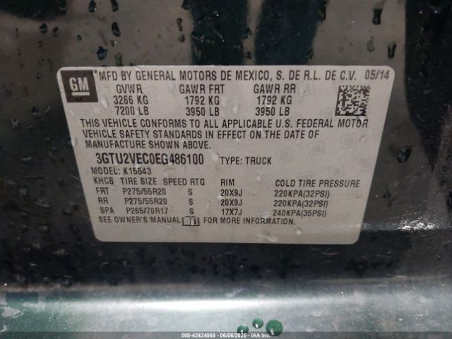 2014 GMC SIERRA 1500 3GTU2VEC0EG486100 Photo 8