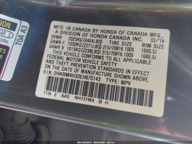 2HKRM4H30EH670143 Honda CR-V LX