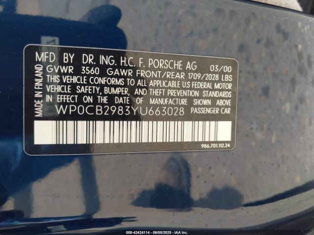 2000 PORSCHE BOXSTER WP0CB2983YU663028 Photo 8