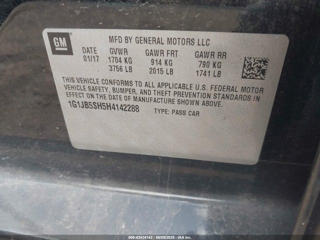 1G1JB5SH5H4142288 Chevrolet luw - mfi, e85 max