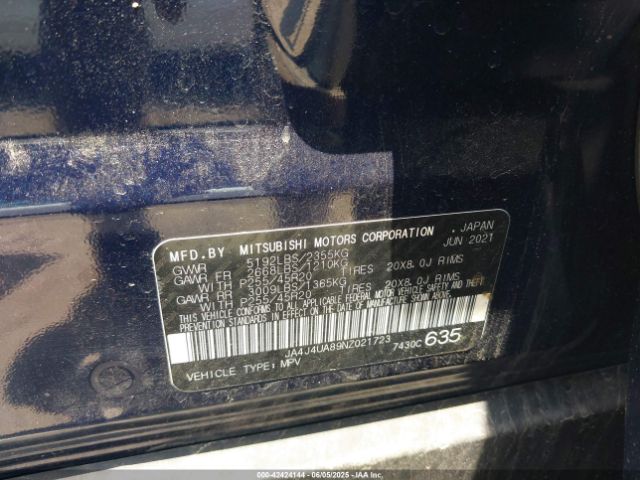 2022 MITSUBISHI OUTLANDER JA4J4UA89NZ021723 Photo 8