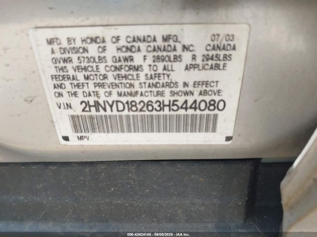 2003 ACURA MDX 2HNYD18263H544080 Photo 8