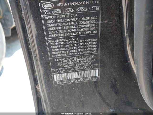 2006 LAND ROVER LR3 SALAG25496A408533 Photo 8