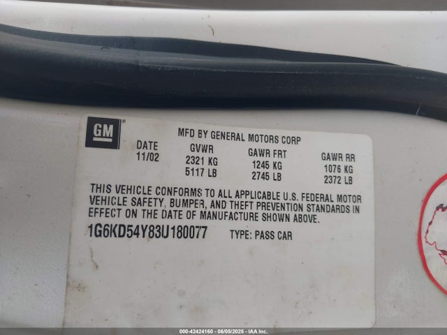 2003 CADILLAC DEVILLE 1G6KD54Y83U180077 Photo 8