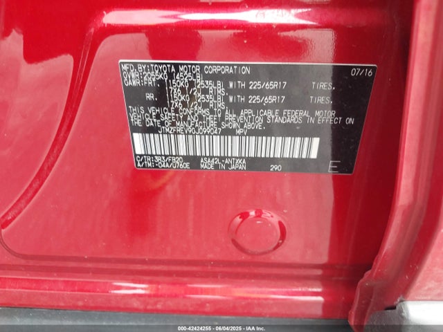 JTMZFREV9GJ099047 Toyota RAV4 LE