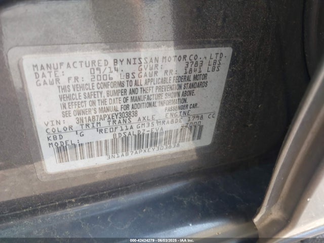 3N1AB7APXEY303838 Nissan SENTRA SV