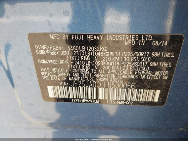 JF2SJADC0FH500056 Subaru 2.5na u5