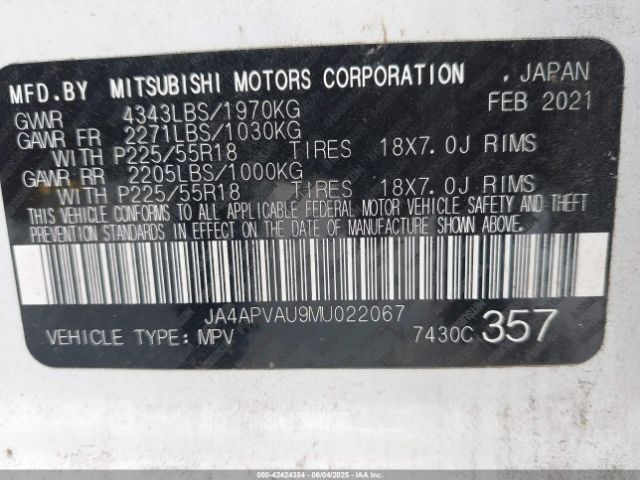 2021 MITSUBISHI OUTLANDER SPORT JA4APVAU9MU022067 Photo 8