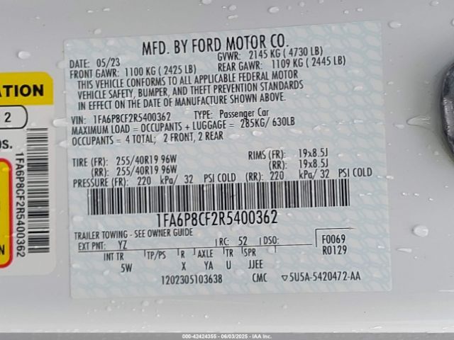 2024 FORD MUSTANG 1FA6P8CF2R5400362 Photo 8